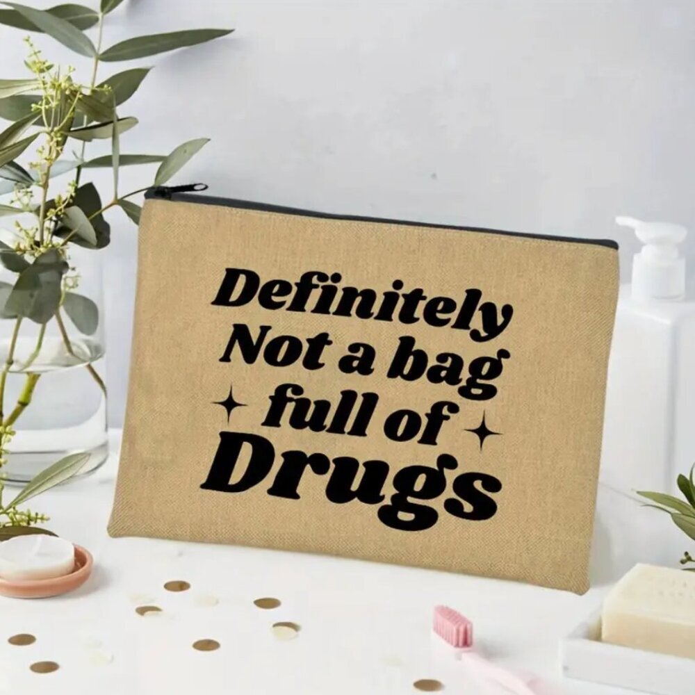 NEW Funny Makeup/Zipper Bag, Imitation Hemp, 8.66 inches x 5.51 inches